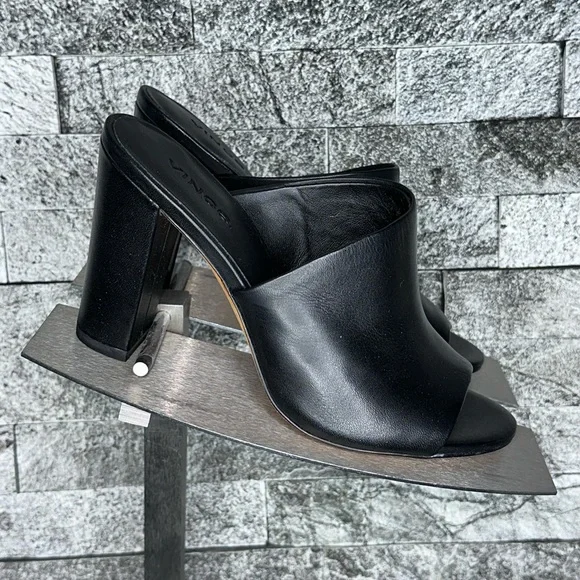 Vince Shoes Vince Hanna Black Leather Block Heels New Wmns55